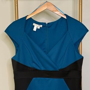 Elegant Teal and Black Dress